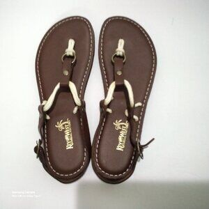 Cordones Key West Foam Footbed Brown Leather Upper Handsewn Sandals NIB Various